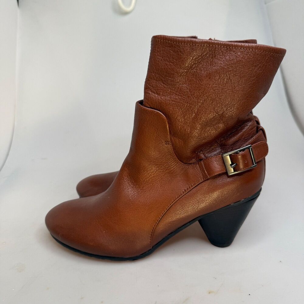 Biviel Leather Heeled Boots Brown Zip Closure Strap Accent Women’s Size 38 EUC- - Picture 7 of 13